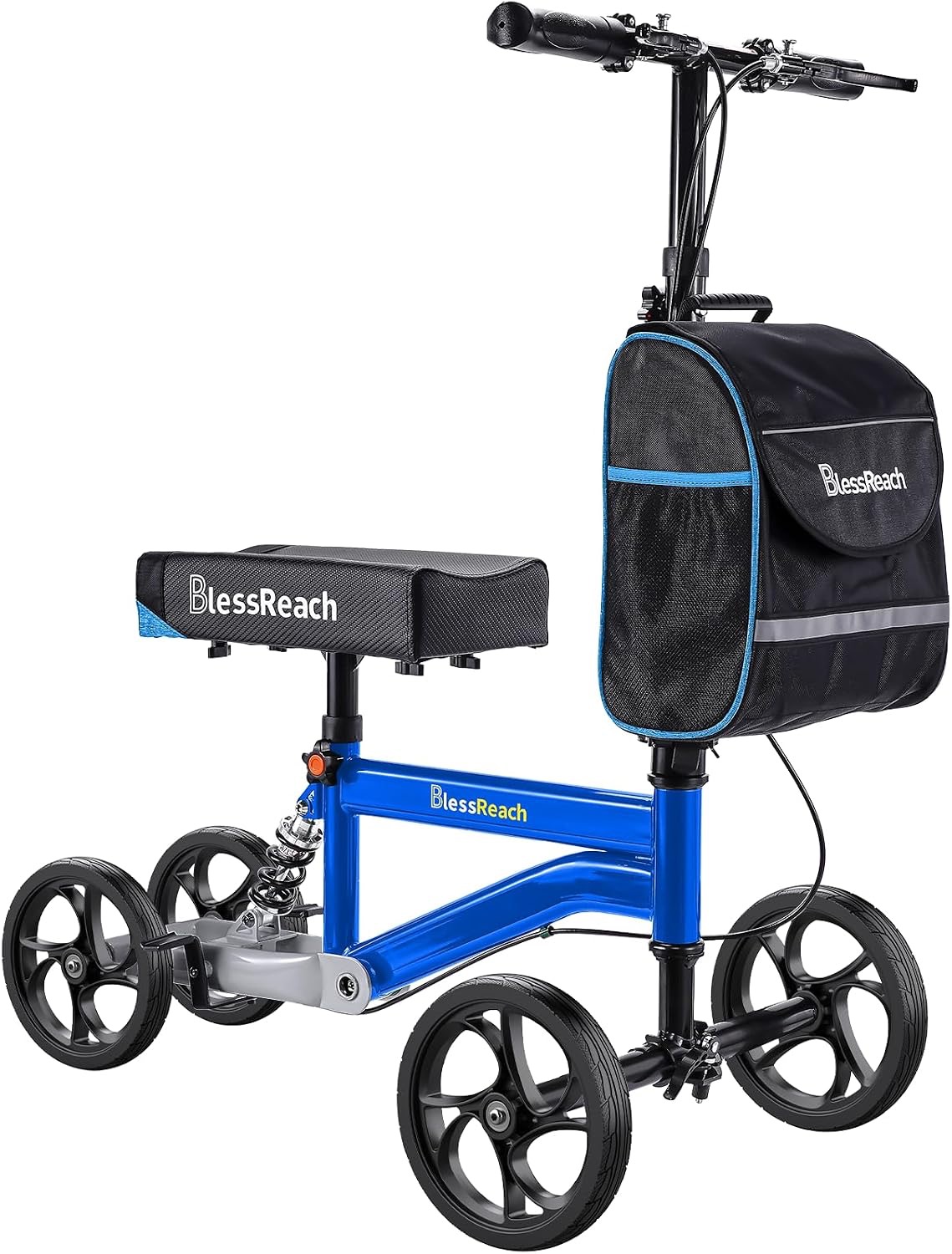 Signature Recovery Knee Scooter with padded knee platform and storage basket